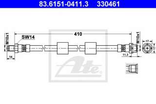 Przewód hamulcowy elastyczny ATE 83.6151-0411.3