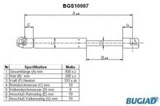 Sprężyna gazowa pokrywy silnika BUGIAD BGS10987