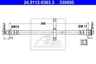 Przewód hamulcowy elastyczny ATE 24.5112-0363.3