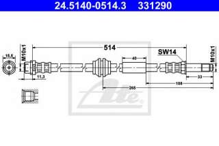 Przewód hamulcowy elastyczny ATE 24.5140-0514.3