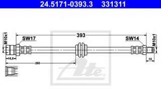 Przewód hamulcowy elastyczny ATE 24.5171-0393.3