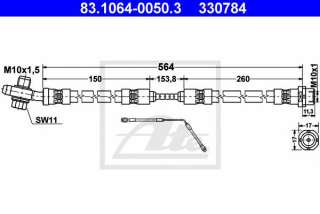 Przewód hamulcowy elastyczny ATE 83.1064-0050.3