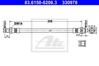 Przewód hamulcowy elastyczny ATE 83.6150-0206.3