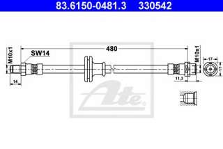 Przewód hamulcowy elastyczny ATE 83.6150-0481.3