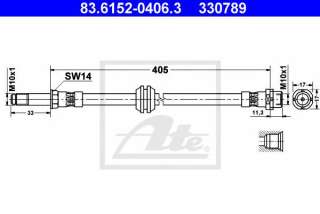 Przewód hamulcowy elastyczny ATE 83.6152-0406.3