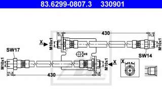 Przewód hamulcowy elastyczny ATE 83.6299-0807.3