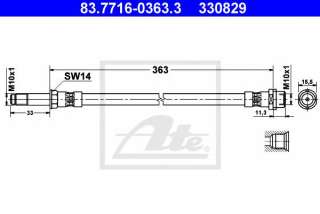 Przewód hamulcowy elastyczny ATE 83.7716-0363.3