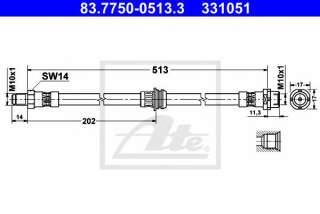 Przewód hamulcowy elastyczny ATE 83.7750-0513.3