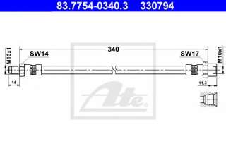 Przewód hamulcowy elastyczny ATE 83.7754-0340.3