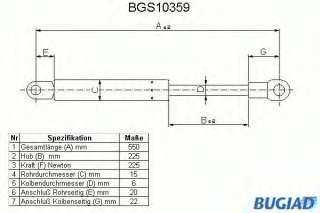 Sprężyna gazowa pokrywy silnika BUGIAD BGS10359