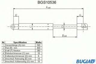 Sprężyna gazowa pokrywy silnika BUGIAD BGS10536