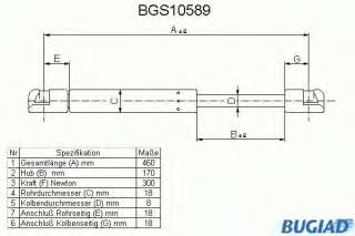 Sprężyna gazowa pokrywy silnika BUGIAD BGS10589