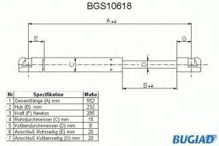 Sprężyna gazowa pokrywy silnika BUGIAD BGS10618