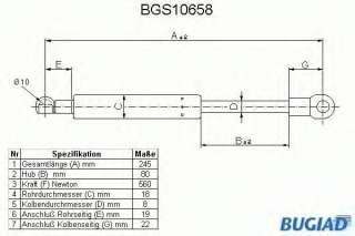 Sprężyna gazowa tylnej szyby BUGIAD BGS10658