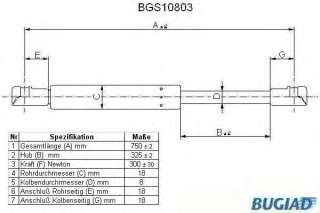 Sprężyna gazowa pokrywy silnika BUGIAD BGS10803
