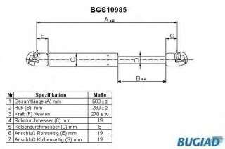 Sprężyna gazowa pokrywy silnika BUGIAD BGS10985