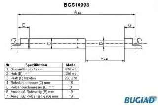 Sprężyna gazowa pokrywy silnika BUGIAD BGS10998