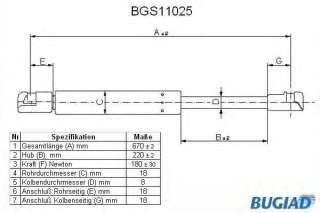 Sprężyna gazowa pokrywy silnika BUGIAD BGS11025
