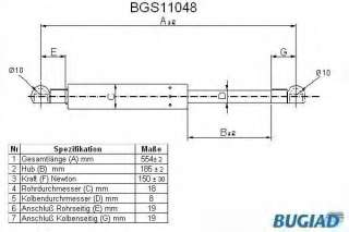 Sprężyna gazowa pokrywy silnika BUGIAD BGS11048