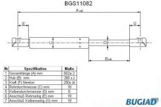 Sprężyna gazowa pokrywy silnika BUGIAD BGS11082