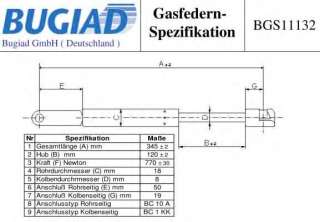 Sprężyna gazowa pokrywy silnika BUGIAD BGS11132
