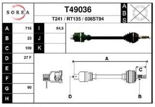 Półoś napędowa/wał napędowy EAI T49036