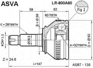 Przegub napędowy ASVA LR-800A60
