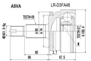 Przegub napędowy ASVA LR-D3FA48