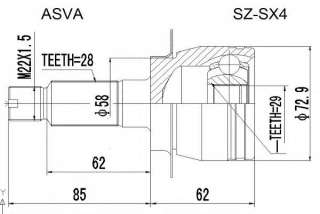 Przegub napędowy ASVA SZ-SX4